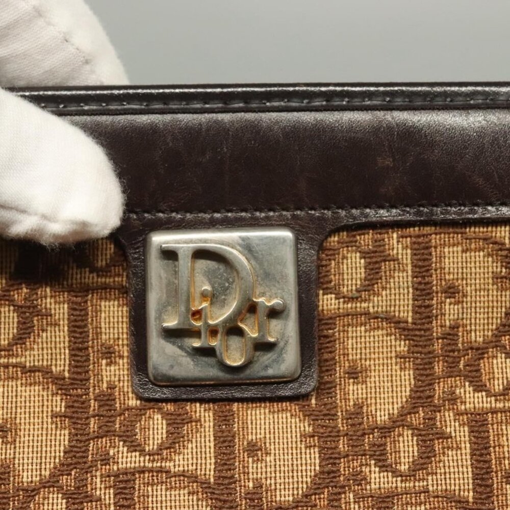 Authentic Christian Dior Trotter Canvas Shoulder Bag Brown Gold - Picture 3 of 16